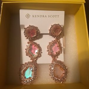 Aria clip on gold earrings in dichroic glass